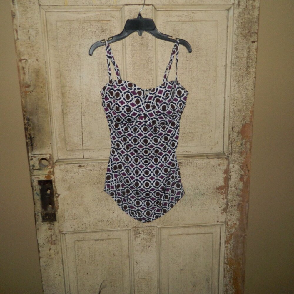 Lands' End Crossover Tankini Swim Top Size 12 (D-10)
